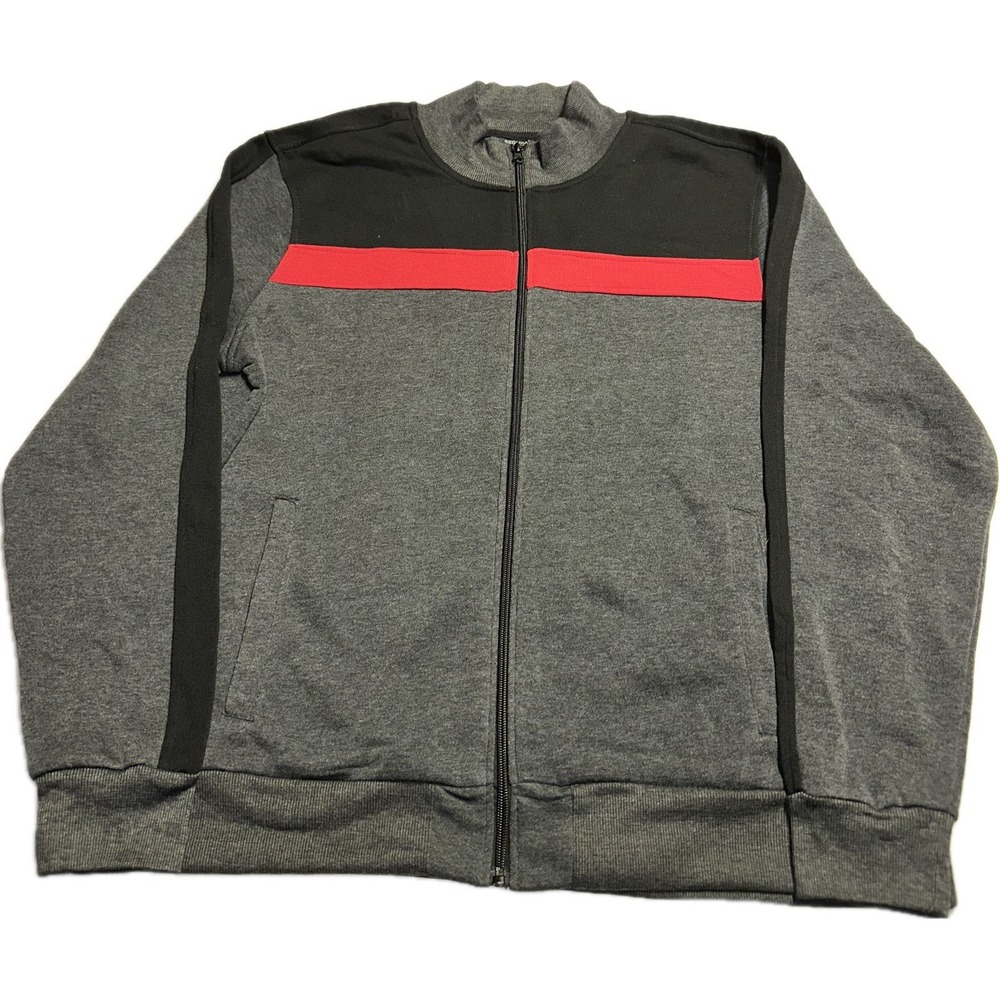 Seduka Jacket Men's XL Gray Red Full Zip Mock Neck‎ Camp Hike 100% Polyester NWT